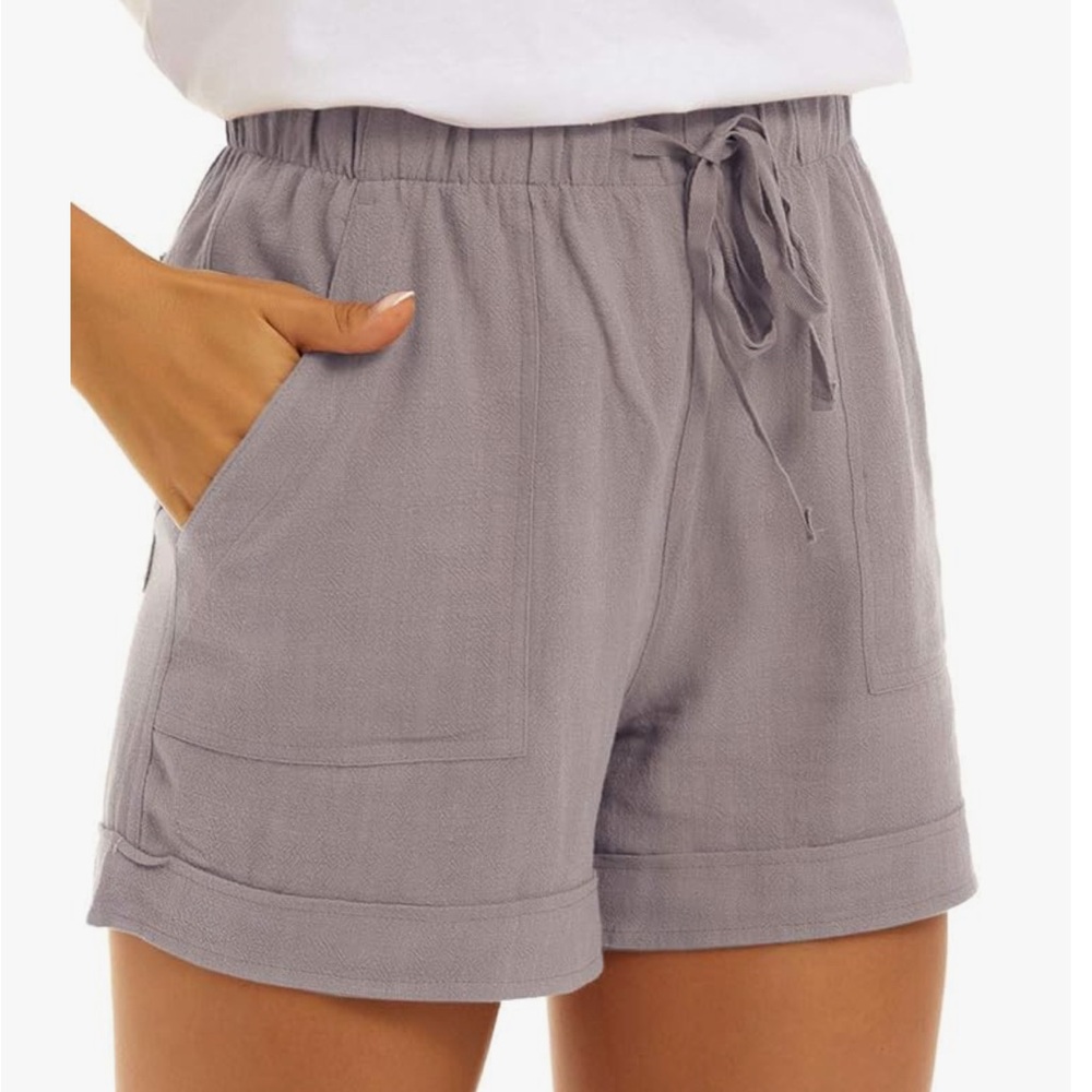 Women's Light Gray Linen Shorts